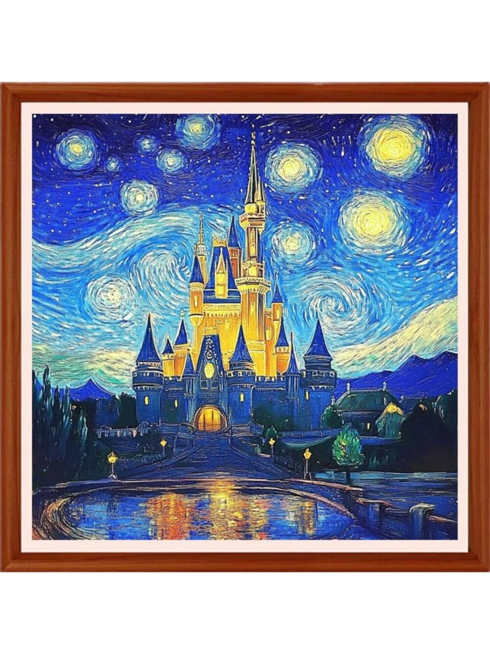 Beginner Cross Stitch Kit - Unprinted Needlepoint, Van Gogh Starry Night 18x18
